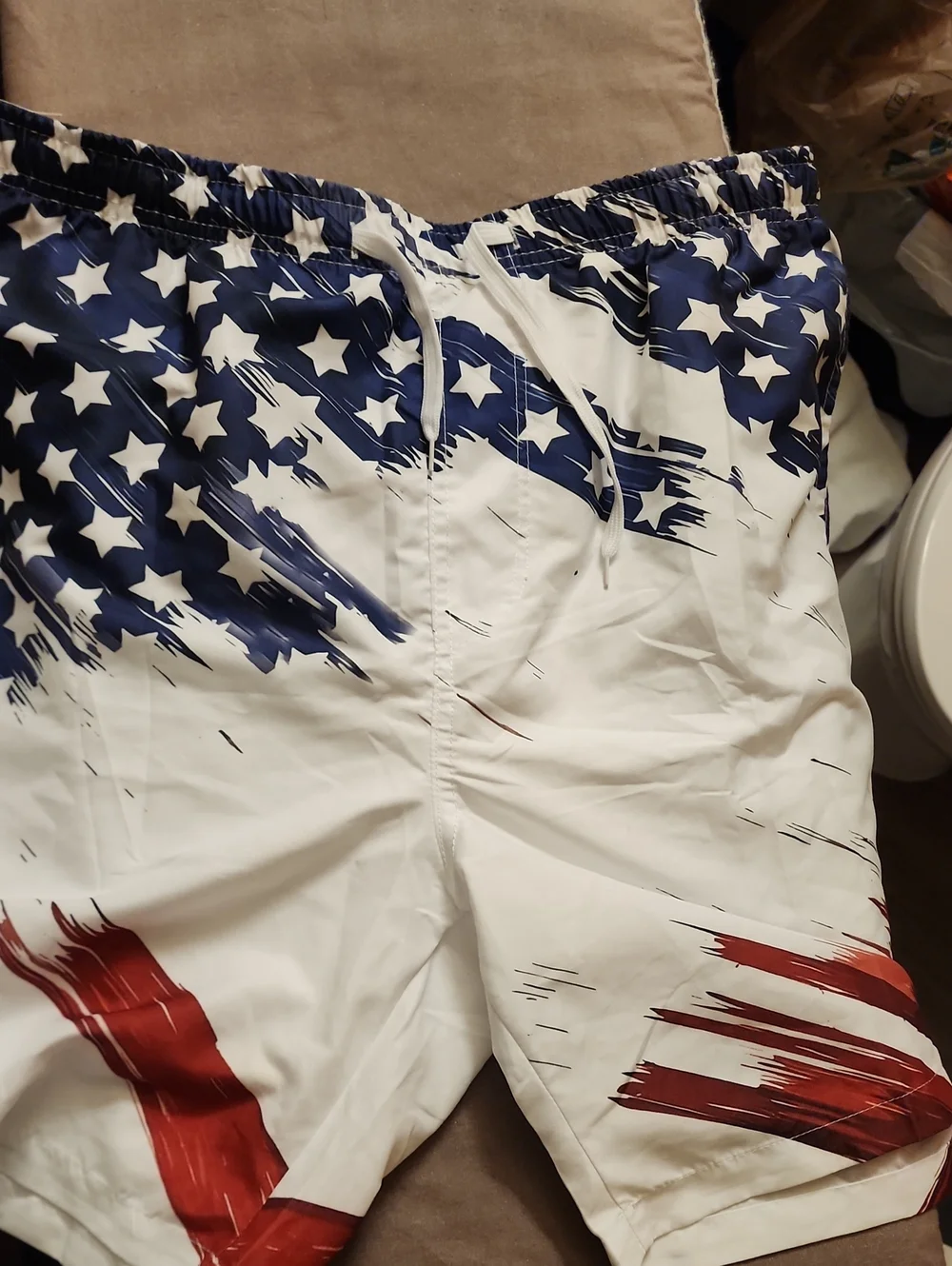 American Flag Swim Trunks With The Polo To Match- Blue White Red